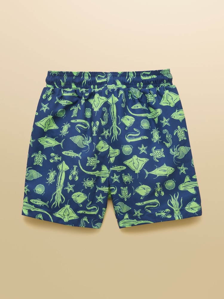 Joules Boys' Blue Printed Swim Shorts - Image 2 of 4 Joules Boys' Blue Printed Swim Shorts - Image 2 of 4