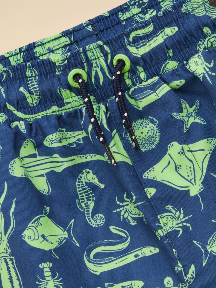Joules Boys' Ocean Blue Printed Swim Shorts - Image 5 of 5