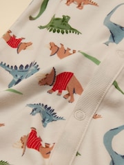 Joules Razamataz Cream Dino Cotton Babygrow - Image 3 of 5