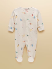 Joules Razamataz Cream Animals Cotton Babygrow - Image 1 of 5