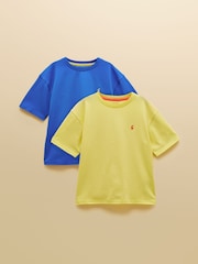 Joules Boys' Let's Go Blue & Yellow Pack Of Two Short Sleeve T-Shirts - Image 1 of 10