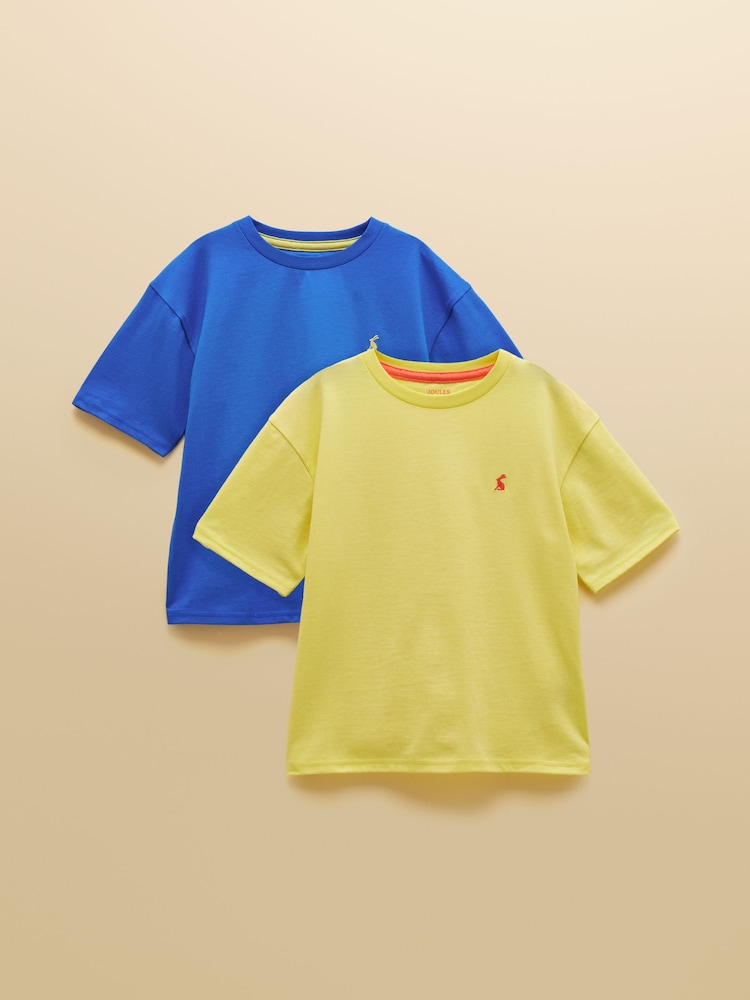 Joules Boys' Let's Go Blue & Yellow Pack Of Two Short Sleeve T-Shirts - Image 1 of 10