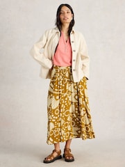 White Stuff Yellow Abigail Midi Skirt - Image 3 of 6