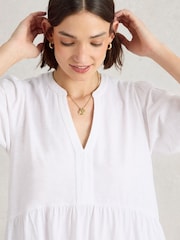 White Stuff White 100% Organic Cotton Maria Mix Tunic - Image 4 of 6