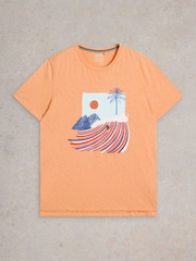 White Stuff Orange 100% Cotton Abersoch Surfs Up Graphic T-Shirt - Image 5 of 6