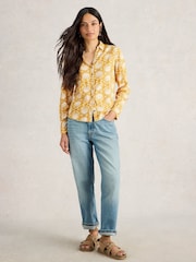 White Stuff Yellow 100% Cotton Annie Jersey Shirt - Image 1 of 6
