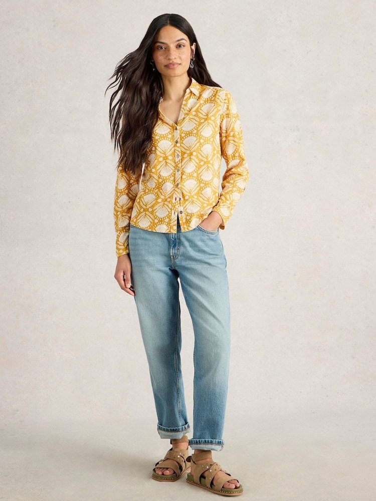 White Stuff Yellow 100% Cotton Annie Jersey Shirt - Image 1 of 6 White Stuff Yellow 100% Cotton Annie Jersey Shirt - Image 1 of 6