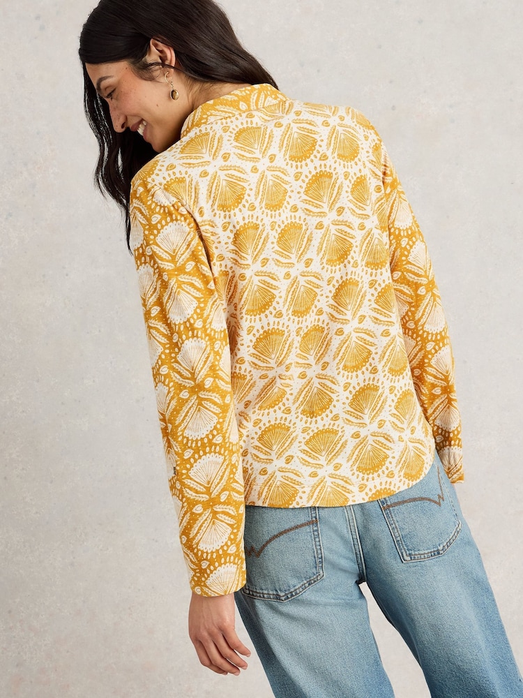 White Stuff Yellow 100% Cotton Annie Jersey Shirt - Image 2 of 6