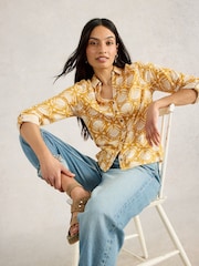 White Stuff Yellow 100% Cotton Annie Jersey Shirt - Image 3 of 6