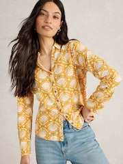 White Stuff Yellow 100% Cotton Annie Jersey Shirt - Image 4 of 6