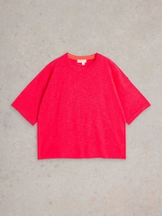 White Stuff Pink Kate Linen Blend T-Shirt - Image 5 of 6