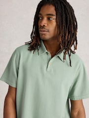 White Stuff Green 100% Organic Cotton Anderby Woven Polo Shirt - Image 3 of 6