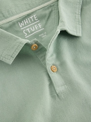 White Stuff Green 100% Organic Cotton Anderby Woven Polo Shirt - Image 6 of 6