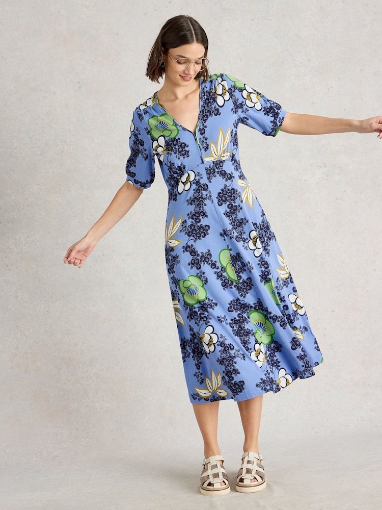 White Stuff BRT BLUE Megan Jersey Dress - Image 3 of 6