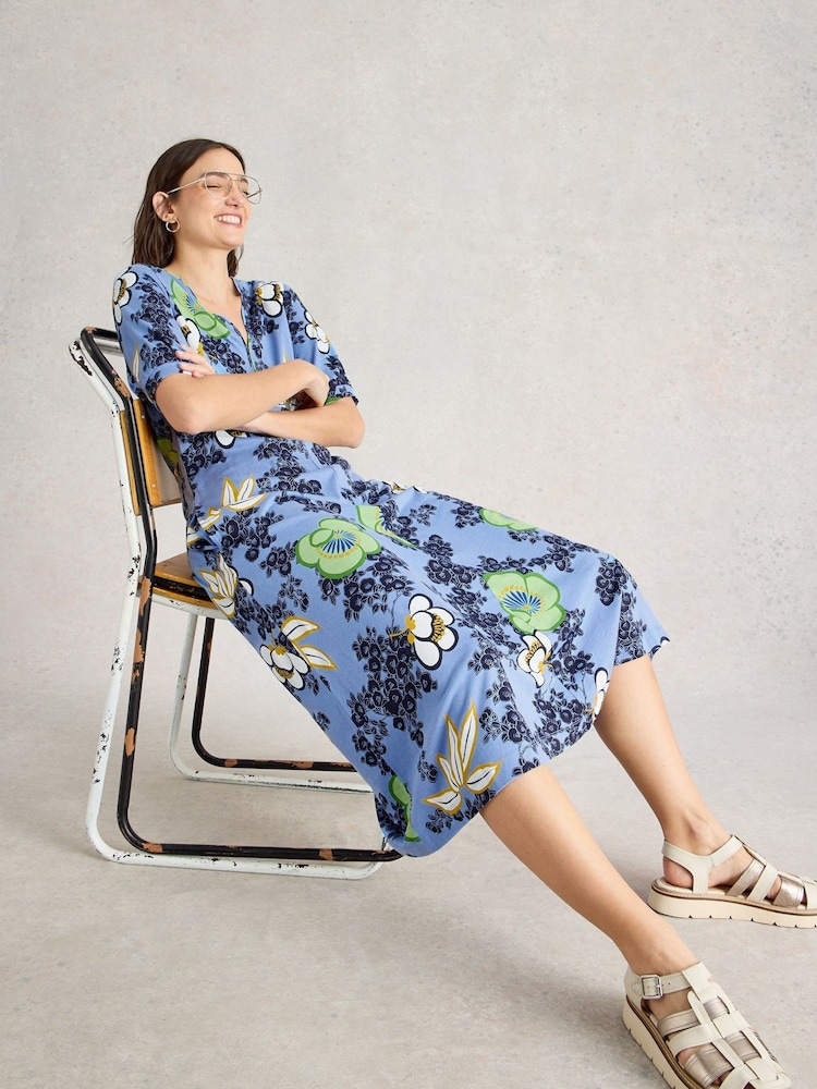 White Stuff BRT BLUE Megan Jersey Dress - Image 4 of 6