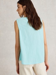 White Stuff Blue 100% Organic Cotton Ava Vest - Image 2 of 6