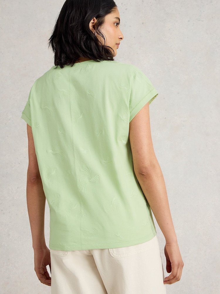 White Stuff Green Nelly Notch Embroidered T-Shirt - Image 2 of 6