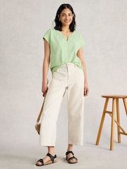 White Stuff Green Nelly Notch Embroidered T-Shirt - Image 4 of 6