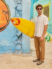 White Stuff Natural Keswick Short Sleeve Stripe Linen Shirt - Image 1 of 7
