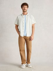 White Stuff Natural Keswick Short Sleeve Stripe Linen Shirt - Image 2 of 7