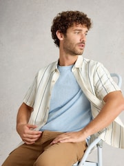 White Stuff Natural Keswick Short Sleeve Stripe Linen Shirt - Image 5 of 7