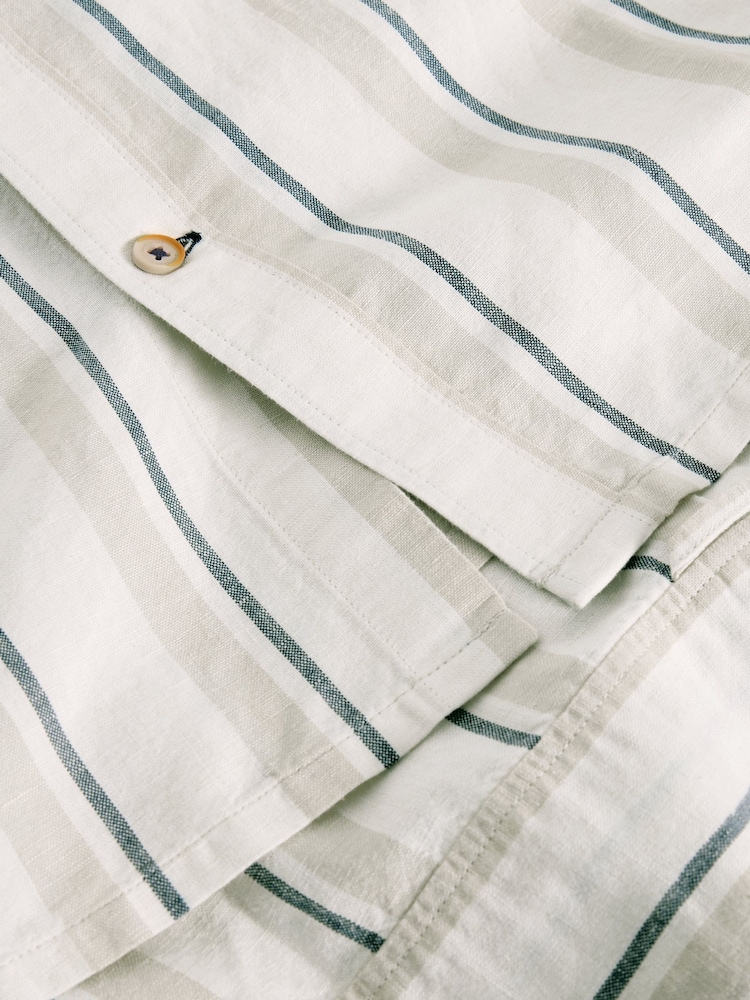 White Stuff Natural Keswick Short Sleeve Stripe Linen Shirt - Image 7 of 7 White Stuff Natural Keswick Short Sleeve Stripe Linen Shirt - Image 7 of 7