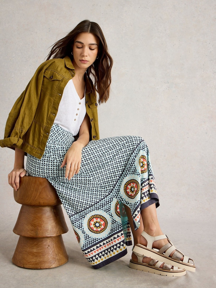 White Stuff Blue Fay Jersey Maxi Column Skirt - Image 1 of 6