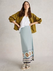 White Stuff Blue Fay Jersey Maxi Column Skirt - Image 2 of 6