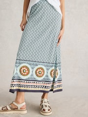 White Stuff Blue Fay Jersey Maxi Column Skirt - Image 3 of 6