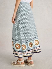 White Stuff Blue Fay Jersey Maxi Column Skirt - Image 4 of 6
