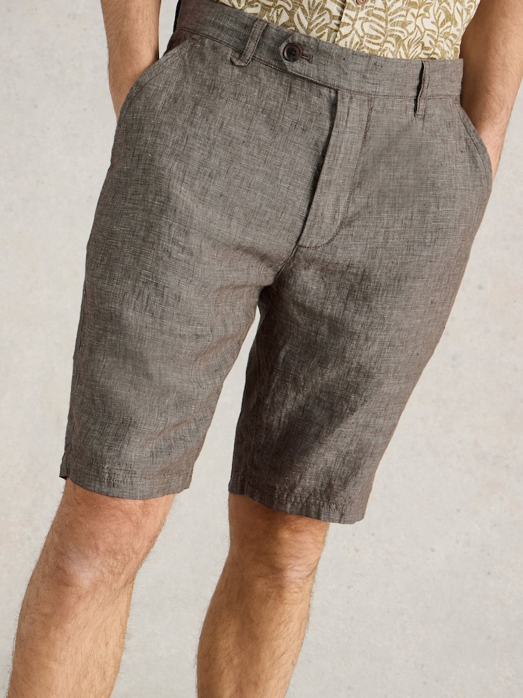 White Stuff Grey 100% Linen Chino Shorts - Image 3 of 6