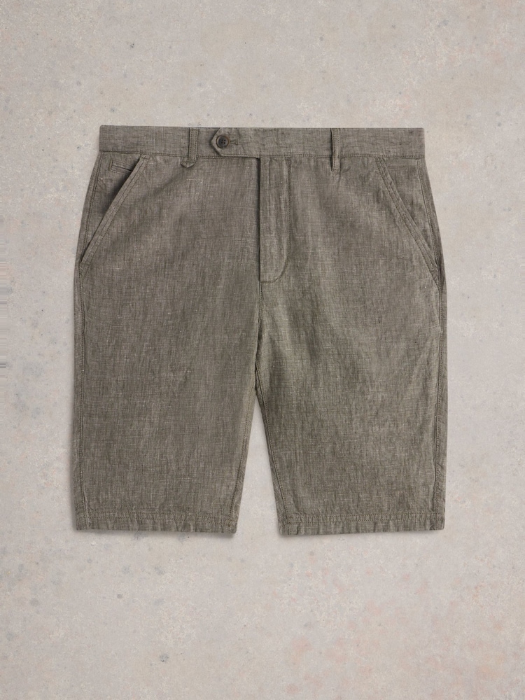 White Stuff Grey 100% Linen Chino Shorts - Image 5 of 6