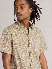 White Stuff Green 100% Cotton Finsbury Leaf Printed Shirt - Image 4 of 6
