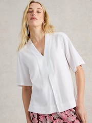 White Stuff White Celia Mix Short Sleeve Shirt - Image 1 of 6
