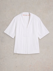 White Stuff White Celia Mix Short Sleeve Shirt - Image 5 of 6
