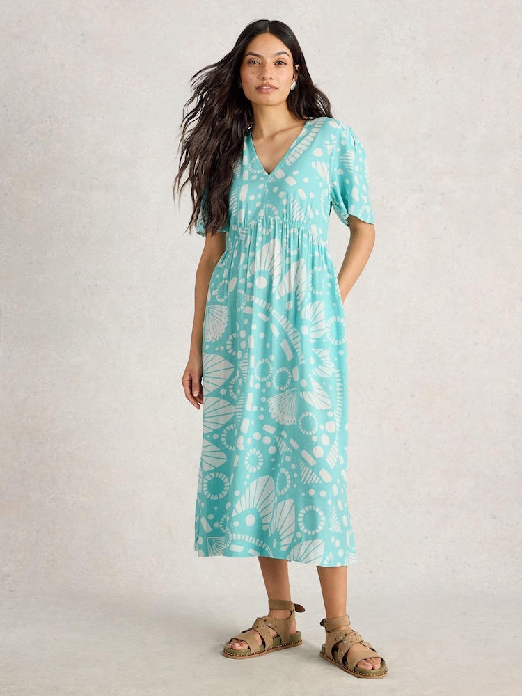 White Stuff Blue Lucy Midi Dress - Image 1 of 6