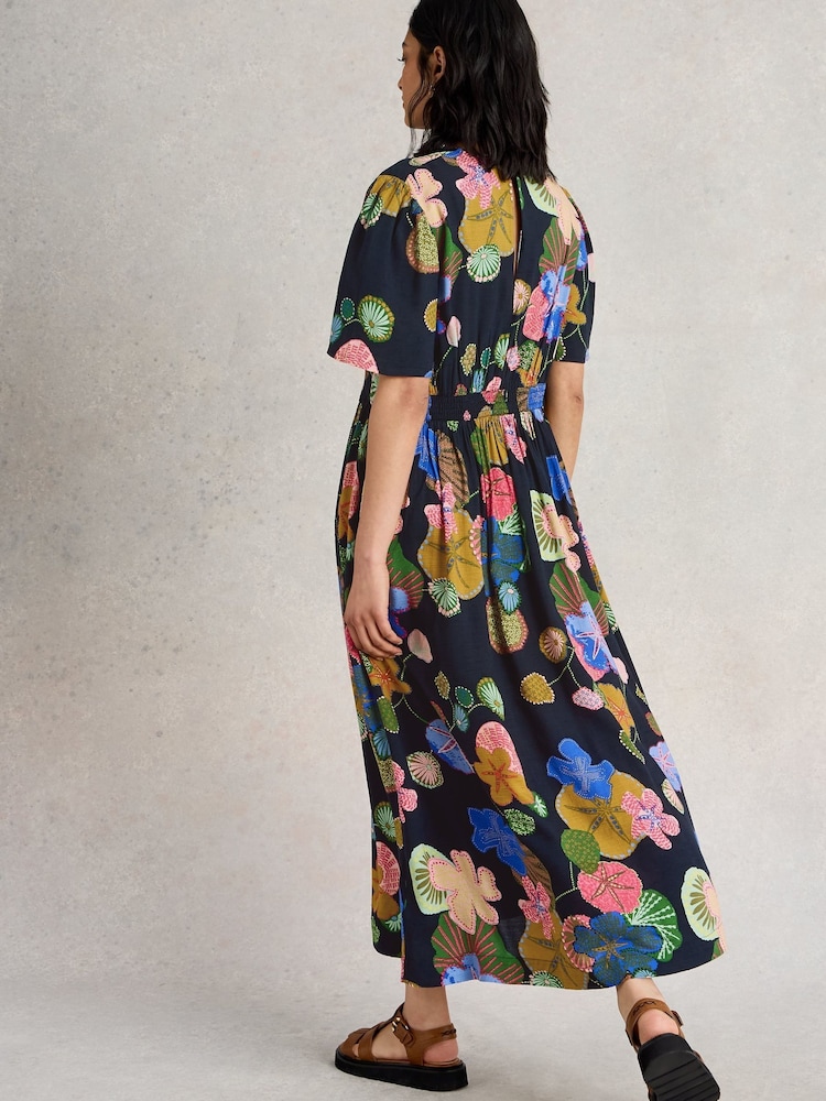 White Stuff NAVY MULTI Lucy Midi Dress - Image 2 of 6 White Stuff NAVY MULTI Lucy Midi Dress - Image 2 of 6