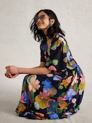 White Stuff NAVY MULTI Lucy Midi Dress - Image 3 of 6