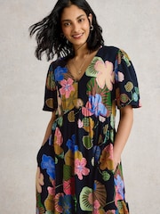 White Stuff NAVY MULTI Lucy Midi Dress - Image 4 of 6