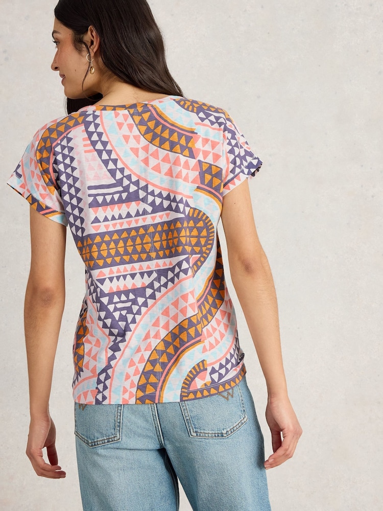 White Stuff Natural Nelly Notch Neck 100% Cotton T-Shirt - Image 2 of 6
