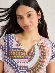White Stuff Natural Nelly Notch Neck 100% Cotton T-Shirt - Image 3 of 6