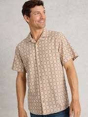 White Stuff Natural 100% Organic Cotton Short Sleeve Overdye Check Shirt - Image 1 of 6