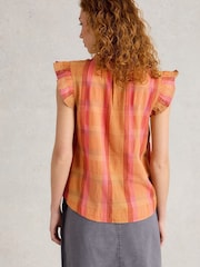 White Stuff Pink 100% Organic Cotton Rosie Check Cotton Vest - Image 2 of 6