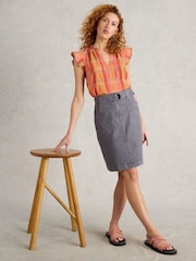 White Stuff Pink 100% Organic Cotton Rosie Check Cotton Vest - Image 3 of 6