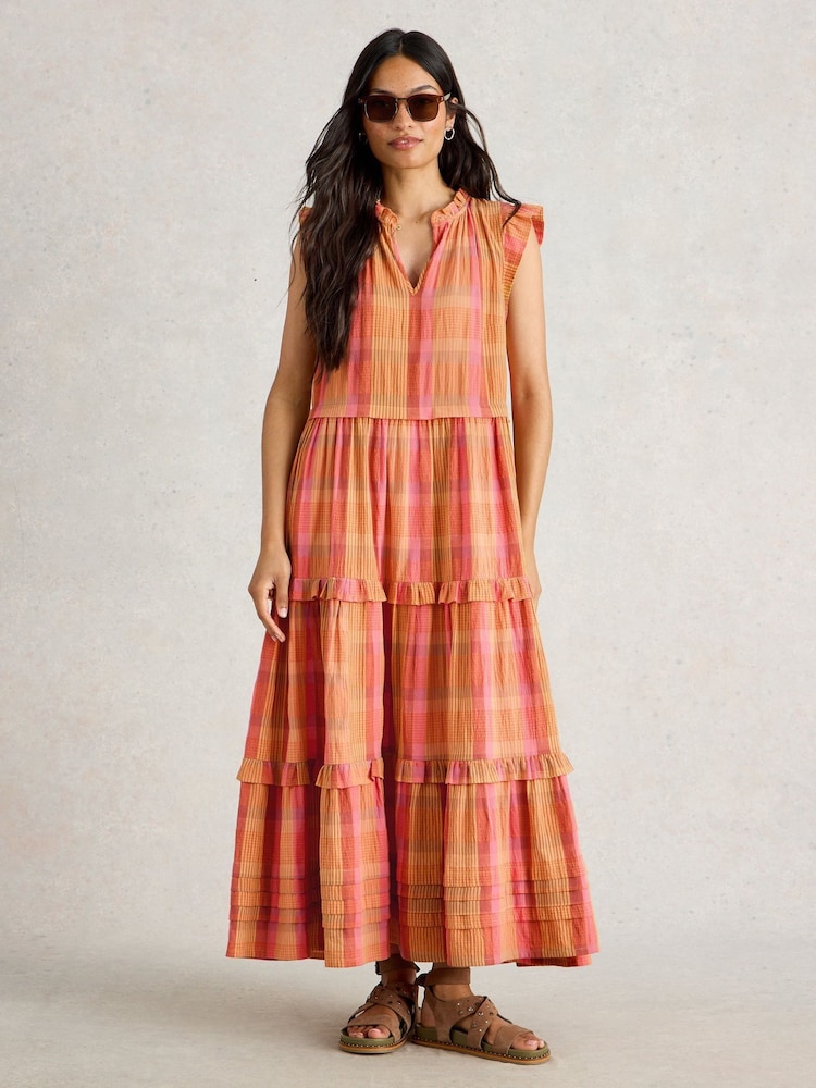 White Stuff Pink 100% Organic Cotton Rosie Check Maxi Dress - Image 2 of 7 White Stuff Pink 100% Organic Cotton Rosie Check Maxi Dress - Image 2 of 7