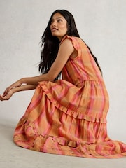 White Stuff Pink 100% Organic Cotton Rosie Check Maxi Dress - Image 3 of 7