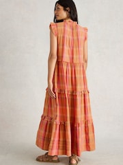 White Stuff Pink 100% Organic Cotton Rosie Check Maxi Dress - Image 4 of 7