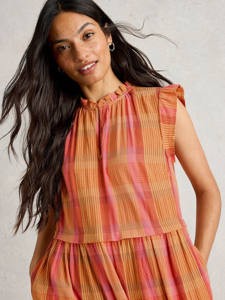 White Stuff Pink Rosie Check Maxi Dress - Image 5 of 7