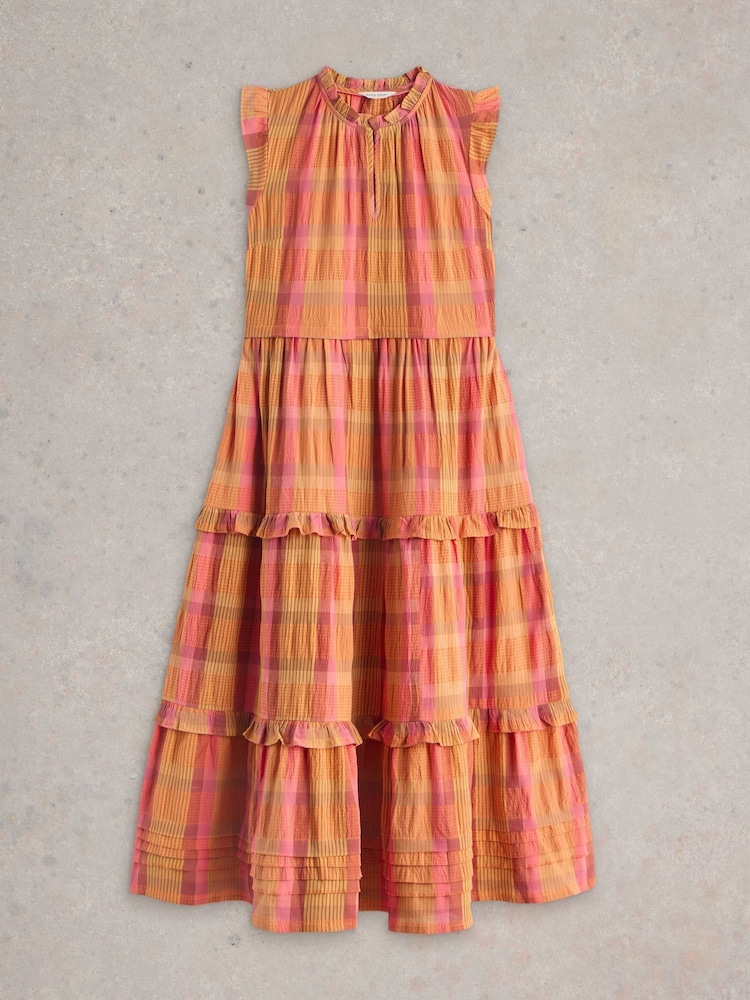 White Stuff Pink Rosie Check Maxi Dress - Image 6 of 7