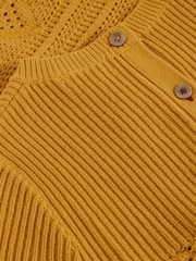 White Stuff Yellow 100% Organic Cotton Stitchy Knitted T-Shirt - Image 6 of 6
